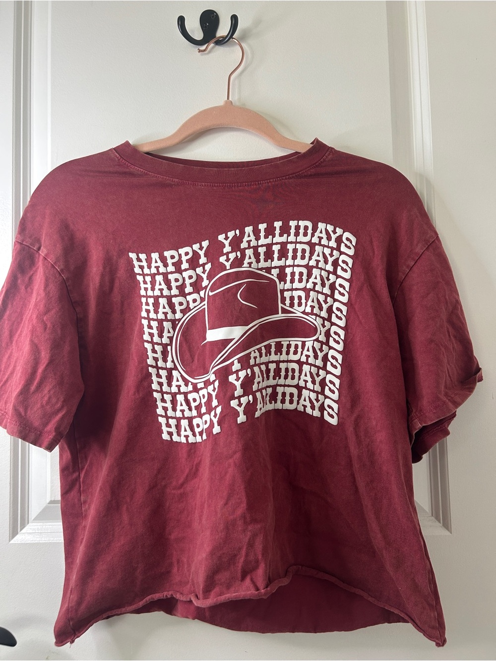 Nike Maroon 'Happy Y'Allidays' Graphic Tee